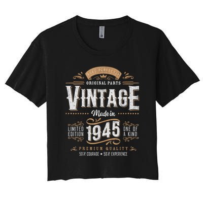 Vintage 1945 80th Birthday 80 Year Old Women's Crop Top Tee