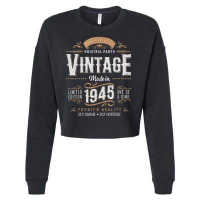 Vintage 1945 80th Birthday 80 Year Old Cropped Pullover Crew