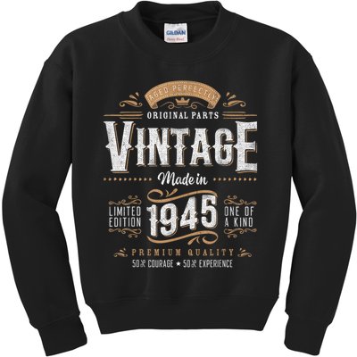 Vintage 1945 80th Birthday 80 Year Old Kids Sweatshirt