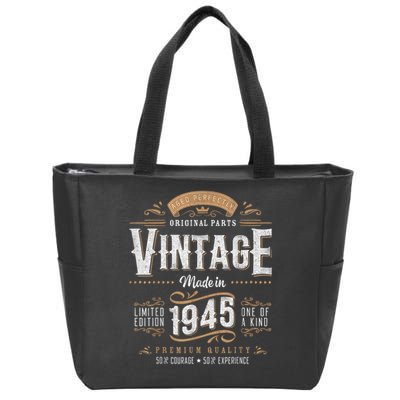 Vintage 1945 80th Birthday 80 Year Old Zip Tote Bag