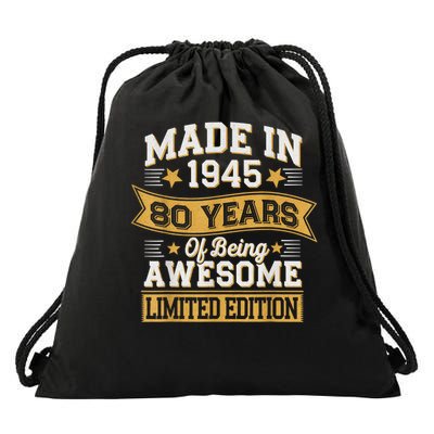 Vintage 1945 80th Birthday 80 Year Old Drawstring Bag