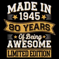Vintage 1945 80th Birthday 80 Year Old Baby Bodysuit