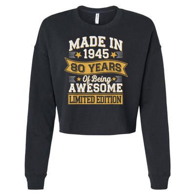 Vintage 1945 80th Birthday 80 Year Old Cropped Pullover Crew