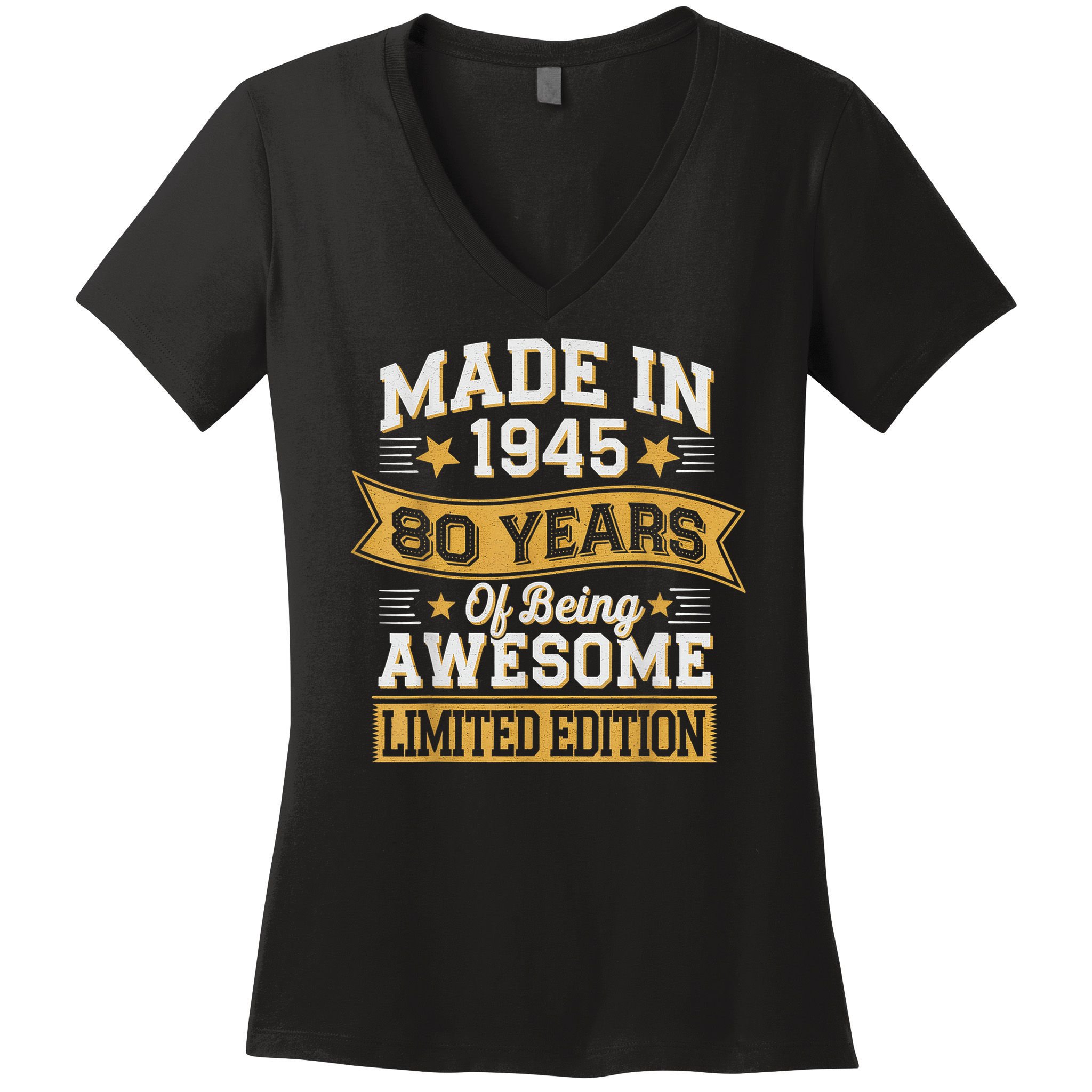 Vintage 1945 80th Birthday 80 Year Old Women's V-Neck T-Shirt