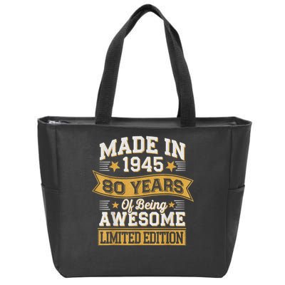 Vintage 1945 80th Birthday 80 Year Old Zip Tote Bag