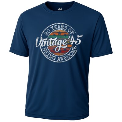 Vintage 1945 80th Birthday 80 Year Old Cooling Performance Crew T-Shirt