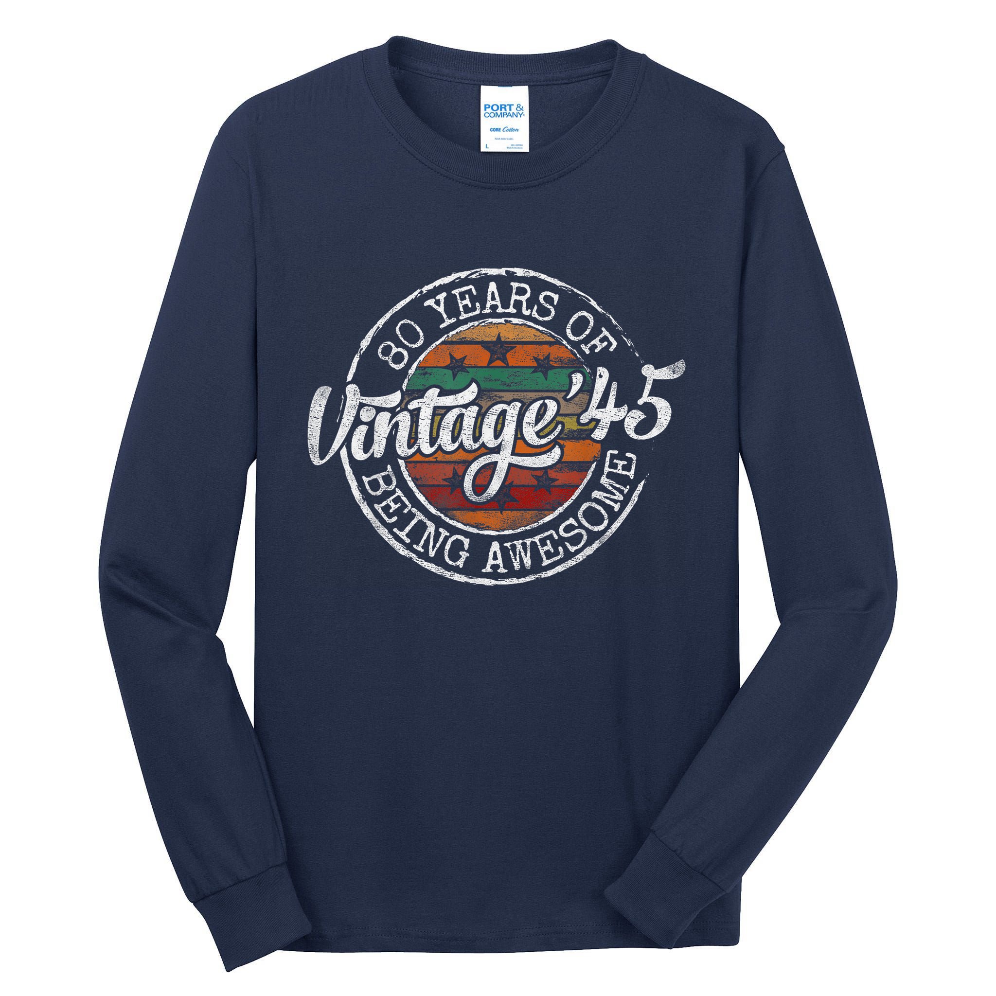 Vintage 1945 80th Birthday 80 Year Old Tall Long Sleeve T-Shirt