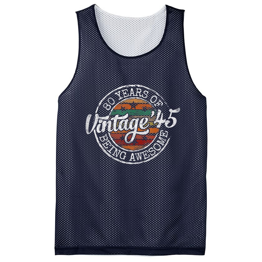 Vintage 1945 80th Birthday 80 Year Old Mesh Reversible Basketball Jersey Tank