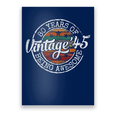 Vintage 1945 80th Birthday 80 Year Old Poster