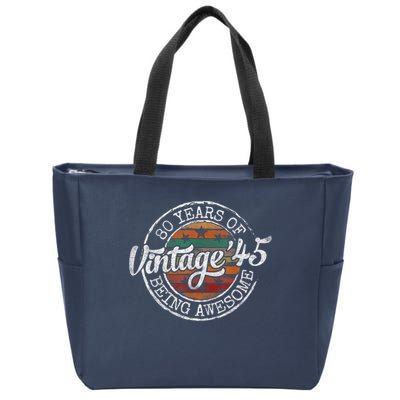 Vintage 1945 80th Birthday 80 Year Old Zip Tote Bag