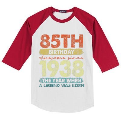 Vintage 1938 85 Year Old Gifts Limited Edition 85th Birthday Kids Colorblock Raglan Jersey