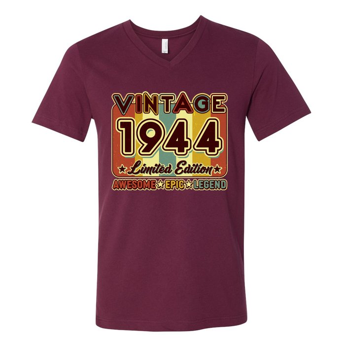 Vintage 1944 80th Birthday Limited Edition Awesome Epic Legend V-Neck T-Shirt