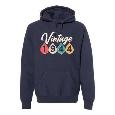 Vintage 1944 80th Birthday Retro Teardrop Design Premium Hoodie