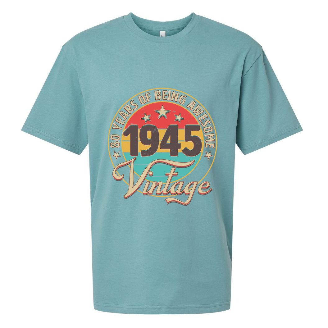 Vintage 1945 80 Years Of Being Awesome Sueded Cloud Jersey T-Shirt