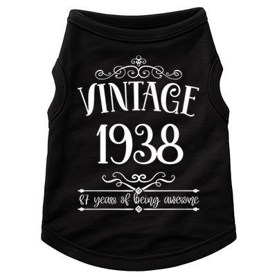 Vintage 1938 87 Years Of Being Awesome 87th Birthday Doggie Tank