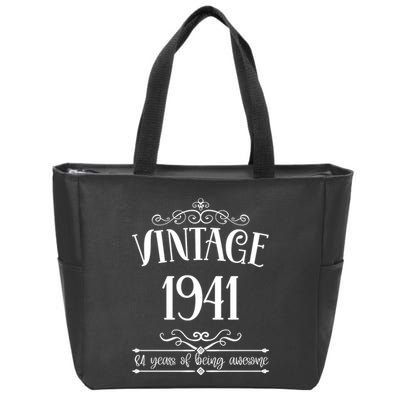 Vintage 1941 84 Years Of Being Awesome 84th Birthday Zip Tote Bag