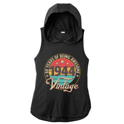 Vintage 1944 80 Years Of Being Awesome Ladies PosiCharge Tri-Blend Wicking Draft Hoodie Tank