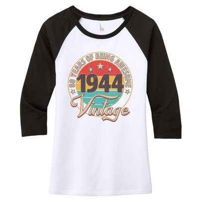 Vintage 1944 80 Years Of Being Awesome Women's Tri-Blend 3/4-Sleeve Raglan Shirt