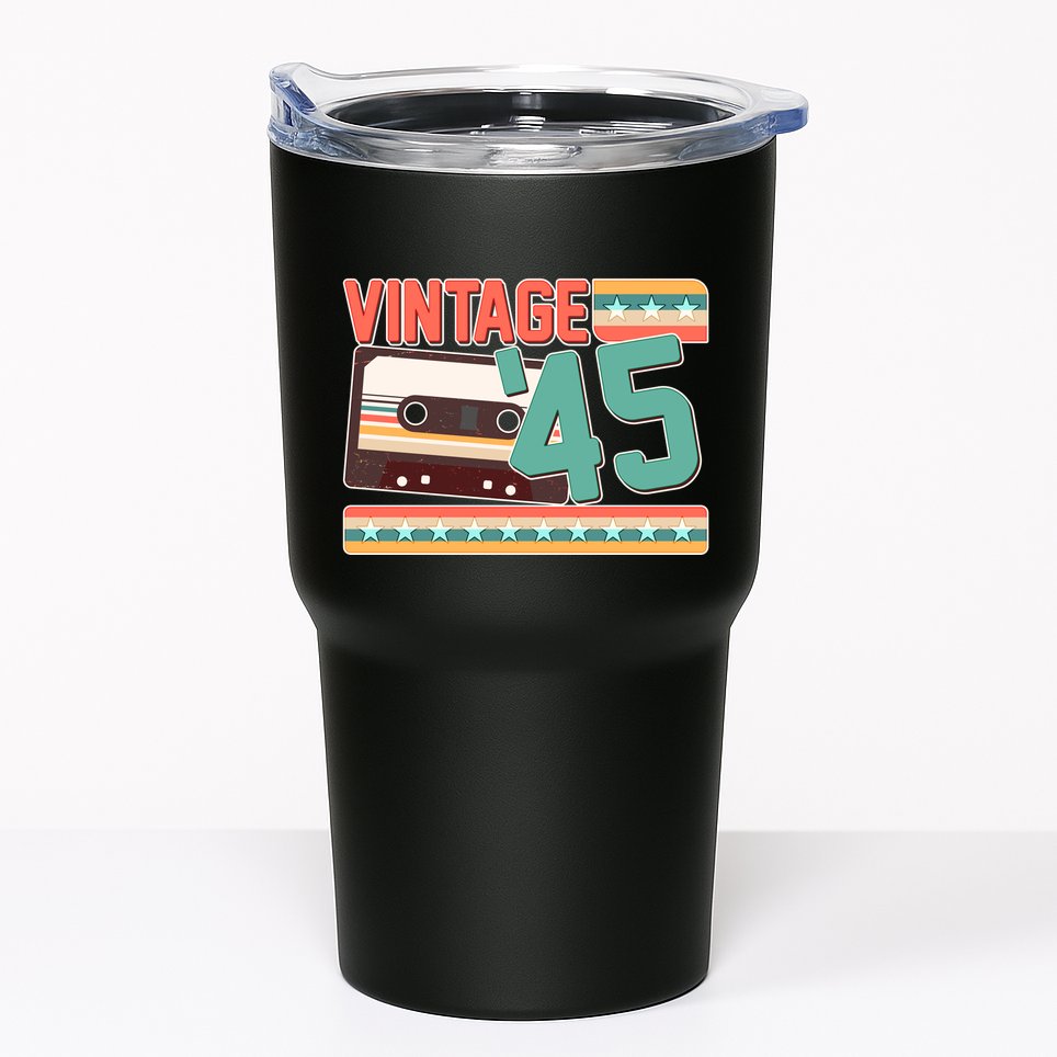 Vintage 1945 80th Birthday Cassette Tape Tumbler