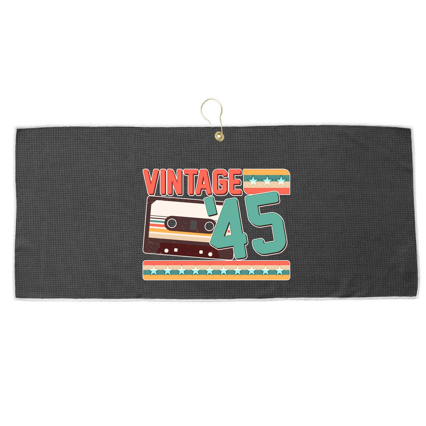 Vintage 1945 80th Birthday Cassette Tape Large Microfiber Waffle Golf Towel