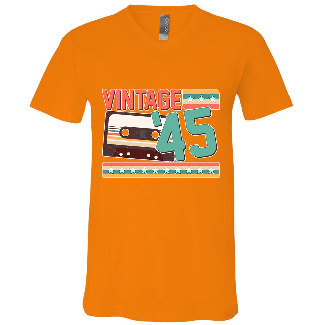 Vintage 1945 80th Birthday Cassette Tape V-Neck T-Shirt