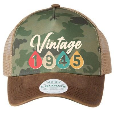 Vintage 1945 80th Birthday Retro Teardrop Design Legacy Tie Dye Trucker Hat