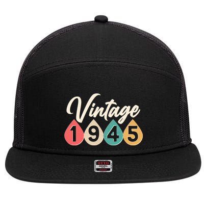 Vintage 1945 80th Birthday Retro Teardrop Design 7 Panel Mesh Trucker Snapback Hat