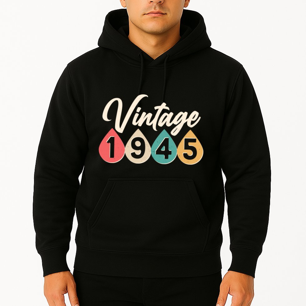 Vintage 1945 80th Birthday Retro Teardrop Design Hoodie