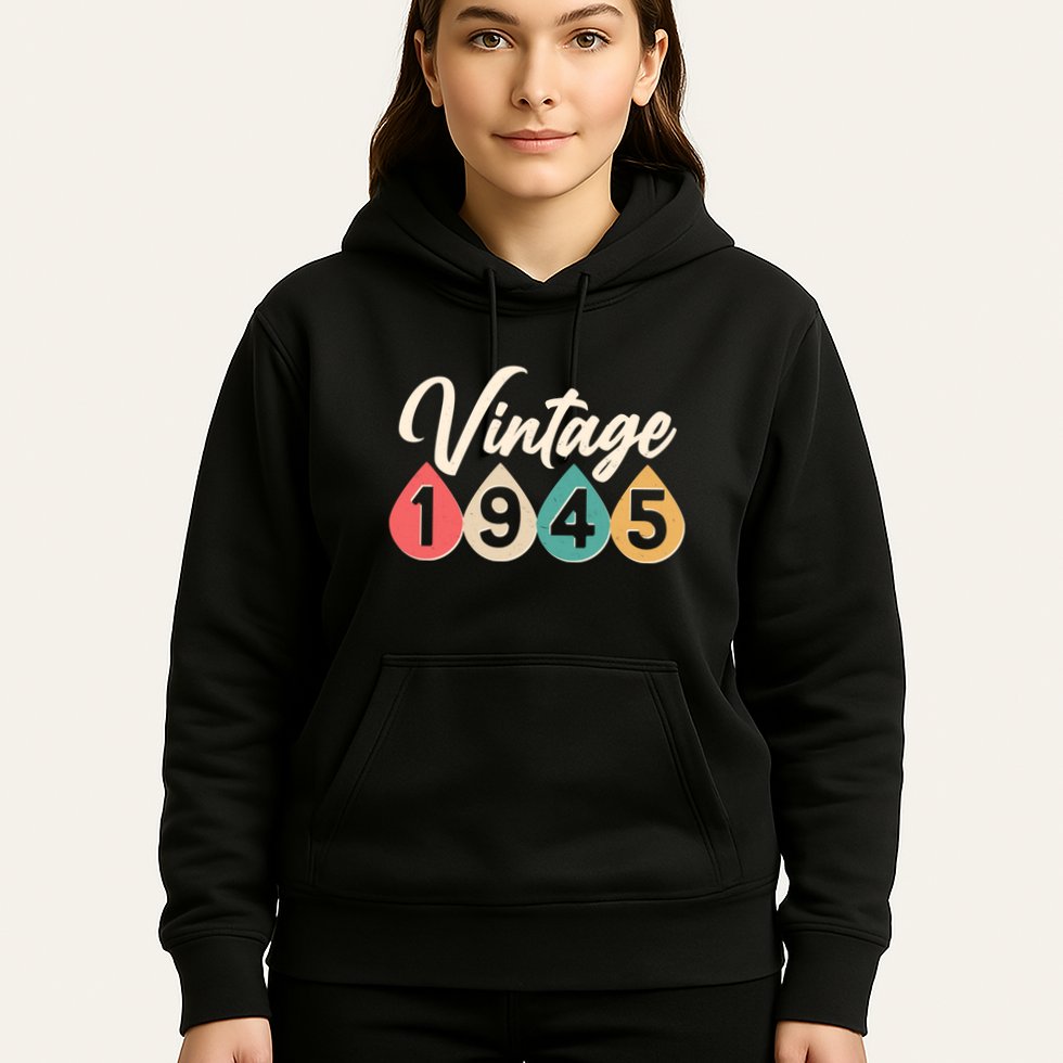 Vintage 1945 80th Birthday Retro Teardrop Design Hoodie