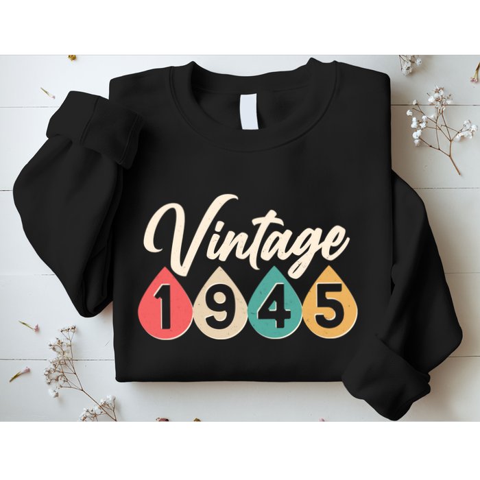 Vintage 1945 80th Birthday Retro Teardrop Design Sweatshirt