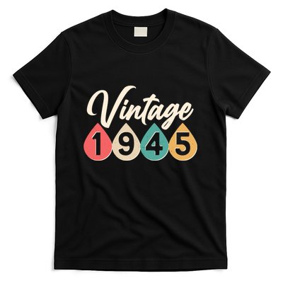 Vintage 1945 80th Birthday Retro Teardrop Design T-Shirt