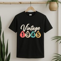 Vintage 1945 80th Birthday Retro Teardrop Design T-Shirt