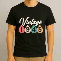 Vintage 1945 80th Birthday Retro Teardrop Design T-Shirt