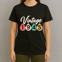 Vintage 1945 80th Birthday Retro Teardrop Design T-Shirt