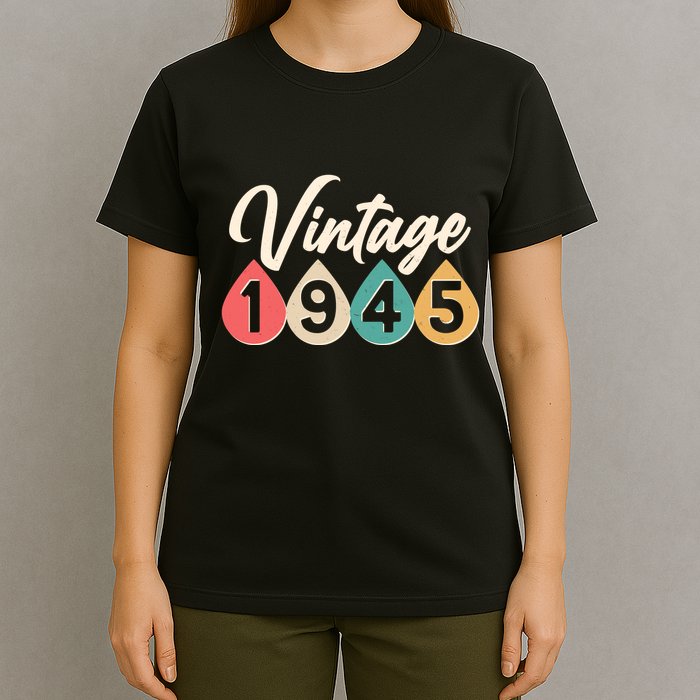 Vintage 1945 80th Birthday Retro Teardrop Design T-Shirt