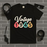 Vintage 1945 80th Birthday Retro Teardrop Design T-Shirt