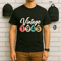 Vintage 1945 80th Birthday Retro Teardrop Design T-Shirt