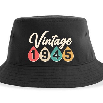 Vintage 1945 80th Birthday Retro Teardrop Design Sustainable Bucket Hat