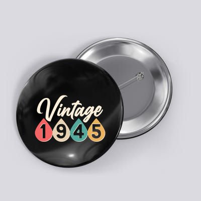 Vintage 1945 80th Birthday Retro Teardrop Design Button
