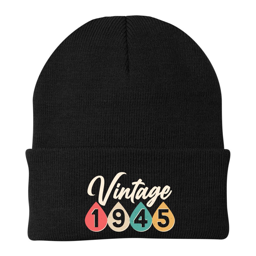Vintage 1945 80th Birthday Retro Teardrop Design Beanie