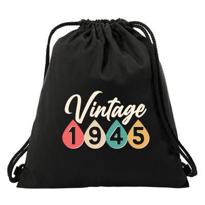 Vintage 1945 80th Birthday Retro Teardrop Design Drawstring Bag