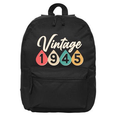 Vintage 1945 80th Birthday Retro Teardrop Design 16 in Basic Backpack