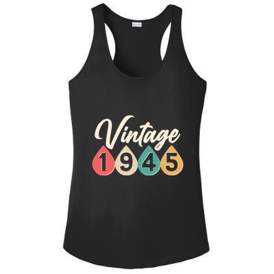 Vintage 1945 80th Birthday Retro Teardrop Design Ladies PosiCharge Competitor Racerback Tank
