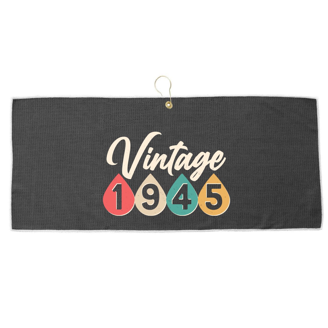 Vintage 1945 80th Birthday Retro Teardrop Design Large Microfiber Waffle Golf Towel