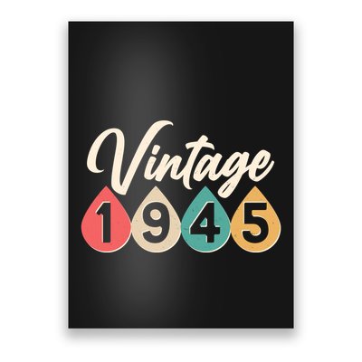Vintage 1945 80th Birthday Retro Teardrop Design Poster
