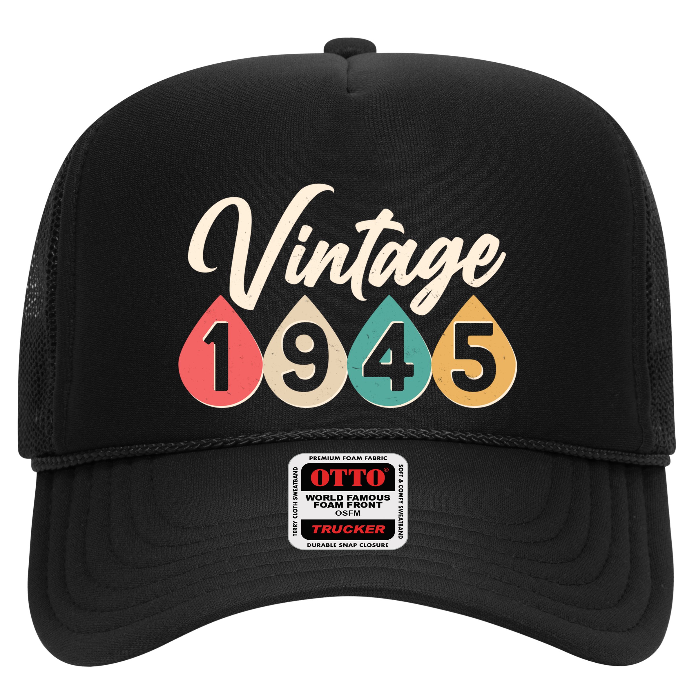 Vintage 1945 80th Birthday Retro Teardrop Design Hat