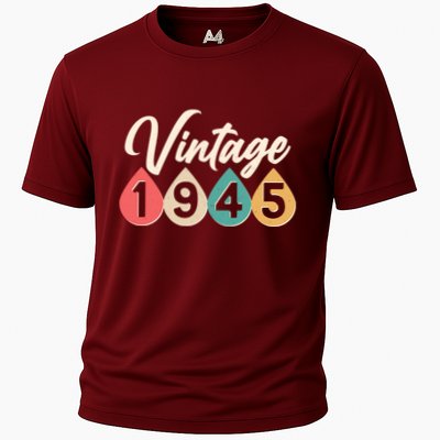 Vintage 1945 80th Birthday Retro Teardrop Design Performance Shirt