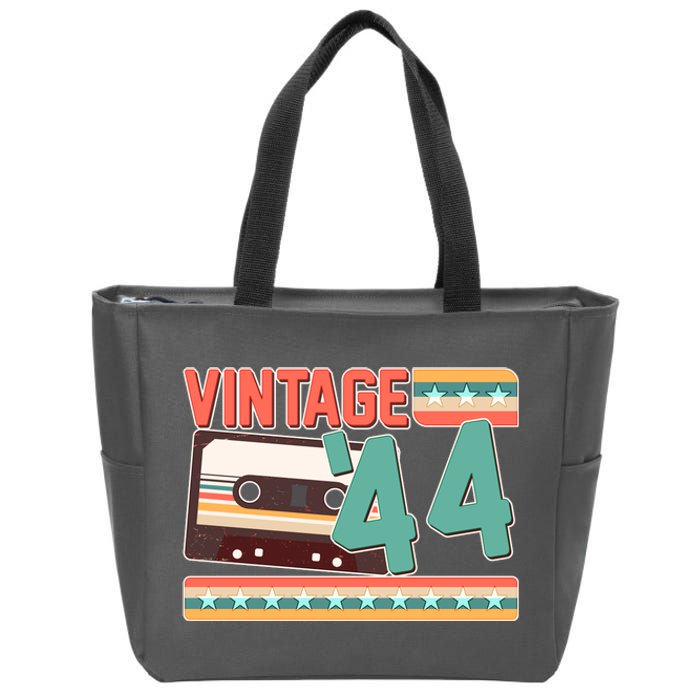 Vintage 1944 80th Birthday Cassette Tape Zip Tote Bag