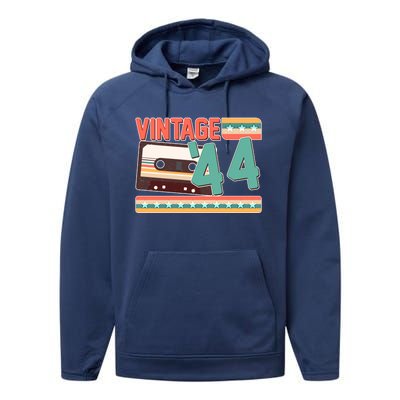 Vintage 1944 80th Birthday Cassette Tape Performance Fleece Hoodie