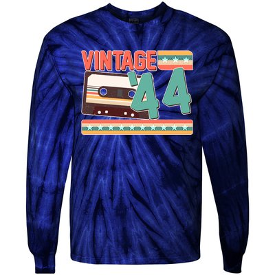 Vintage 1944 80th Birthday Cassette Tape Tie-Dye Long Sleeve Shirt